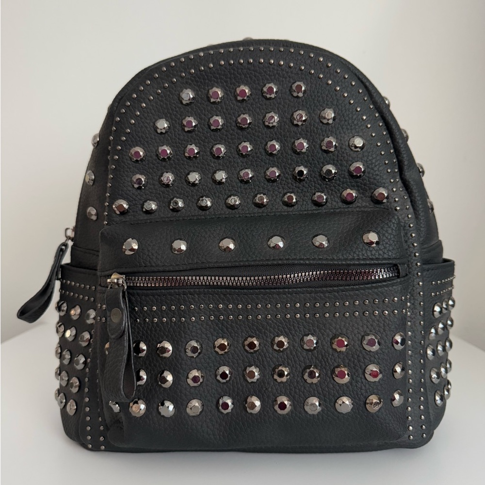 Studded Black Mini Backpack